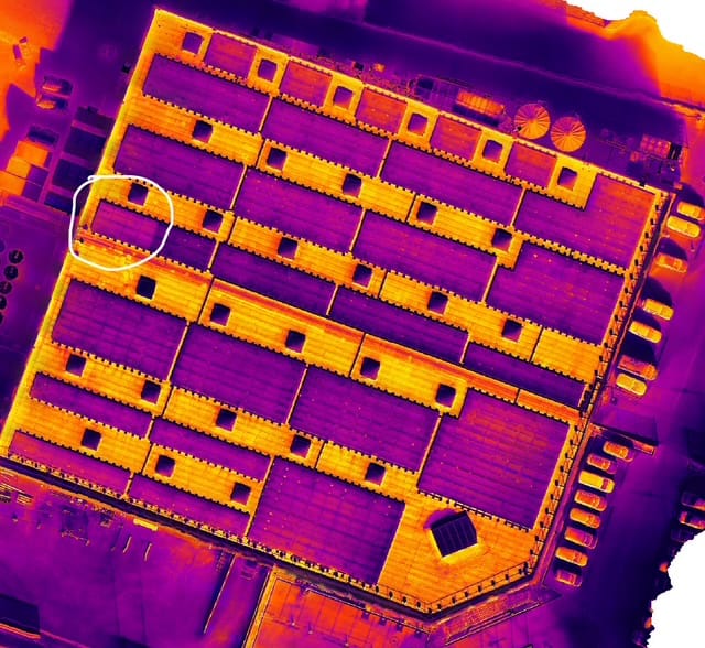 Imagen térmica de cubiertas fotovoltaicas